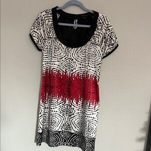 BCBGMaxAzria Black and Red Graphic Tunic Dress